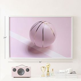 Pink Basketball Framed Wall Art