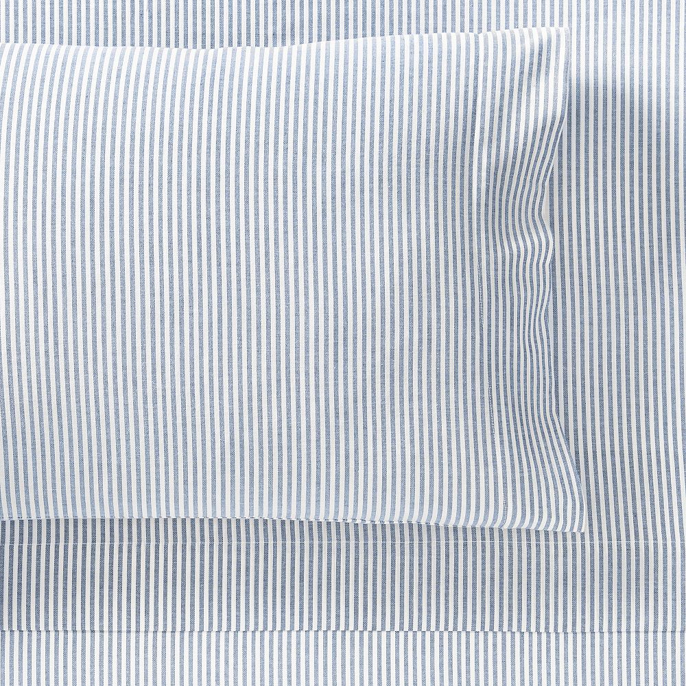 Boxter Stripe Organic Sheet Set - Queen, Rockport Blue/White