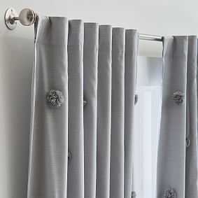 Open Box:  Pom-Pom Appliqué  Blackout Curtain