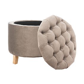 Round Tufted Storage Ottoman