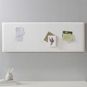 Picture Board With Ribbon SOFE Rustic White Linen Bulletin Board - 28x32 Inch Photo Display Pin Board Decorative Bulletin Board