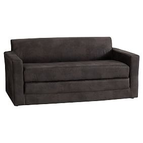 Open Box:  Monroe Square Arm Sleeper, Textured Faux Suede Charcoal