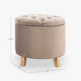 Round Tufted Storage Ottoman