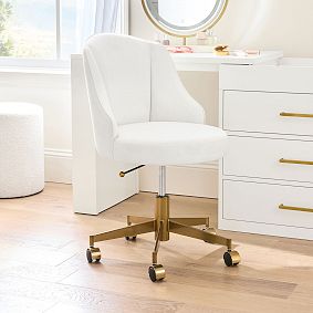 Performance Plush Chenille Ivory Hadley Swivel Desk Chair