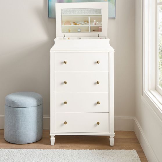 Charlotte Tall Flip Top Dresser, Heritage White Charlotte Tall Flip Top Dresser, Heritage White