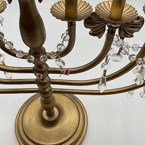 Open Box: LoveShackFancy Crystal Bow Menorah - Gold