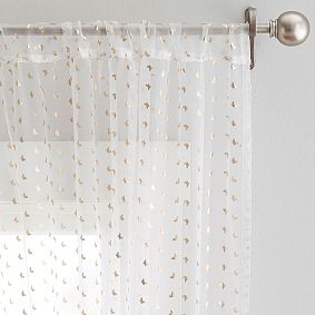 Monique Lhuillier Gold Butterfly Organza Sheer Curtain