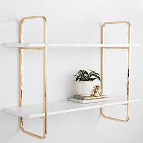 Metallic Trim Multi-level Wall Shelves