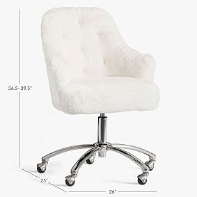 Polar Bear Ivory Tufted Swivel Desk Chair