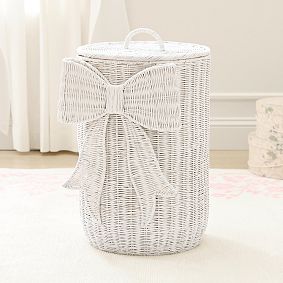 LoveShackFancy Woven Bow Lidded Hamper (18"x 26")