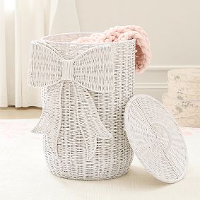 LoveShackFancy Woven Bow Lidded Hamper (18"x 26")