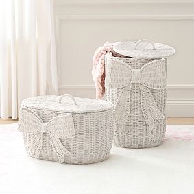 LoveShackFancy Woven Bow Lidded Hamper (18"x 26")