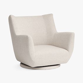 Open Box: Lennon Low Swivel Lounger - Eco Performance Textured Weave Oatmeal