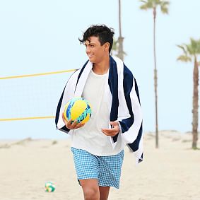 Awning Stripe Beach Towel UPF 50+ - Hot Pink