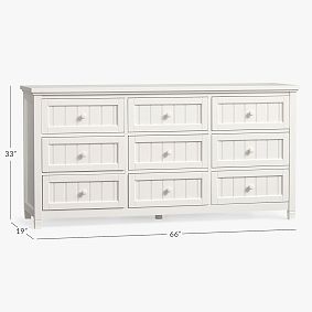 Beadboard 9-Drawer Wide Dresser (66w x 19d")