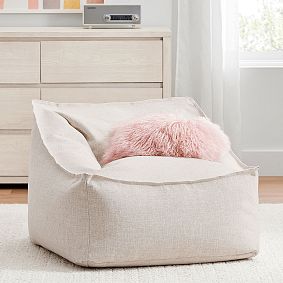 Large Eco-Performance Textured Weave Oat Modern Bean Bag Lounger