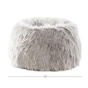 Large Himalayan Faux-Fur Gray Beanbag Chair