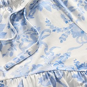 LoveShackFancy Damask Ruffle Long Bamboo Viscose Pajama Set