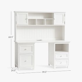 Beadboard Smart Storage Hutch Desk (59.5")