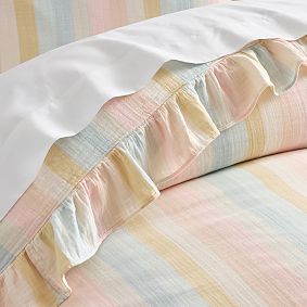 Multi Stripe Cotton Gauze Organic Duvet Cover