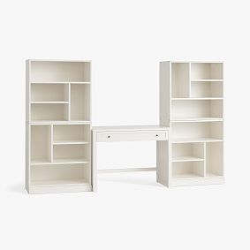 Stack Me Up Writing Desk &amp; Bookcase with Mixed Shelves Set (100")