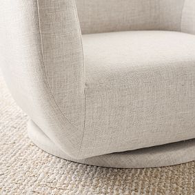 Eco Performance Textured Weave Oatmeal Lennon Low Swivel Chair
