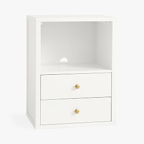 Open Box: Keaton Wall System 2-Drawer & Cubby - Simply White, Gold