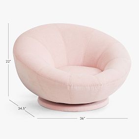 Chenille Washed Blush Groovy Swivel Chair