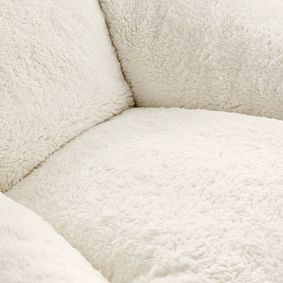 Large Faux Leather Caramel &amp; Sherpa Ivory Modern Bean Bag Lounger