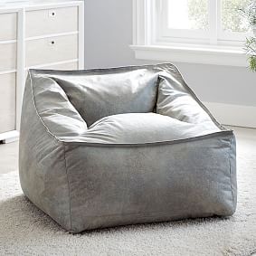 Large Textured Faux-Suede Storm Modern Bean Bag Lounger