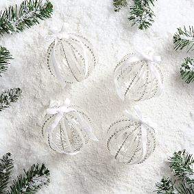 LoveShackFancy Glass Ball With Bow Ornaments - Set of 4