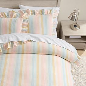 Multi Stripe Cotton Gauze Organic Duvet Cover