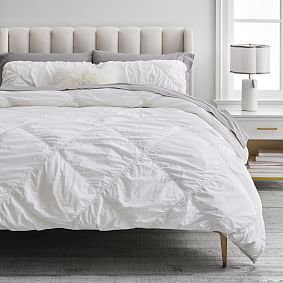 Ruched Diamond Organic Duvet Cover