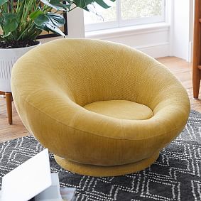 west elm x pbt Basket Slub Dark Horseradish Groovy Swivel Chair