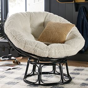 Jumbo Sherpa Ivory Papasan Chair