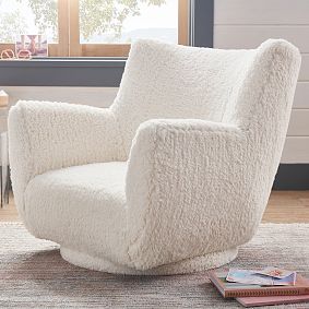 Sherpa Ivory Lennon Low Swivel Chair