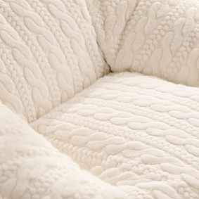 Large Cable Faux Fur Ivory Modern Bean Bag Lounger