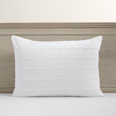 Jupe De Lit PB Teen Emily & Merritt Twin XL – Mélange Lin Blanc Avec Pompons Et Chute 18 Pouces