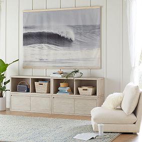 Black-and-White Wave Surf Mural