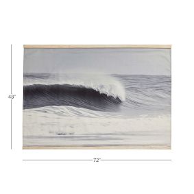 Black-and-White Wave Surf Mural