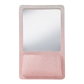 Blush Ombre Glitter Fabric Locker Pocket With Mirror