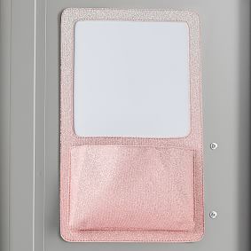 Blush Ombre Glitter Fabric Locker Pocket With Mirror