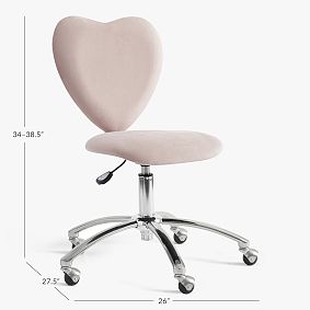 Dusty Blush Lustre Velvet Heart Airgo Swivel Desk Chair
