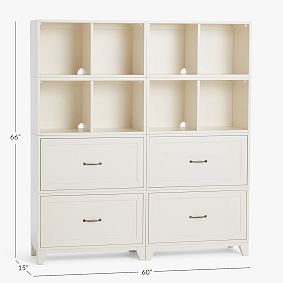 Hampton Double 2-Shelf Tall Bookcase with Drawers