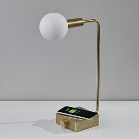 Modern Deco Wireless Charging &amp; USB Task Lamp (18")