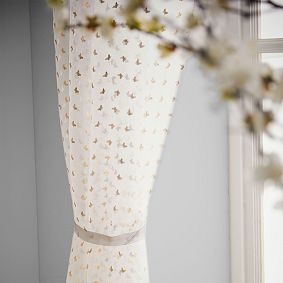 Monique Lhuillier Gold Butterfly Organza Sheer Curtain