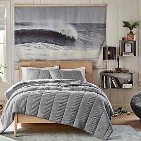 Black-and-White Wave Surf Mural