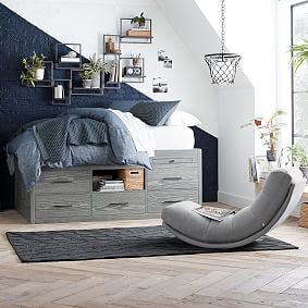 Chenille Plain Weave Washed Light Gray Retro Rocker