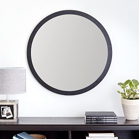 Wood Framed Round Mirror