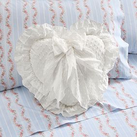 LoveShackFancy Bow Heart Swiss Dot Pillow